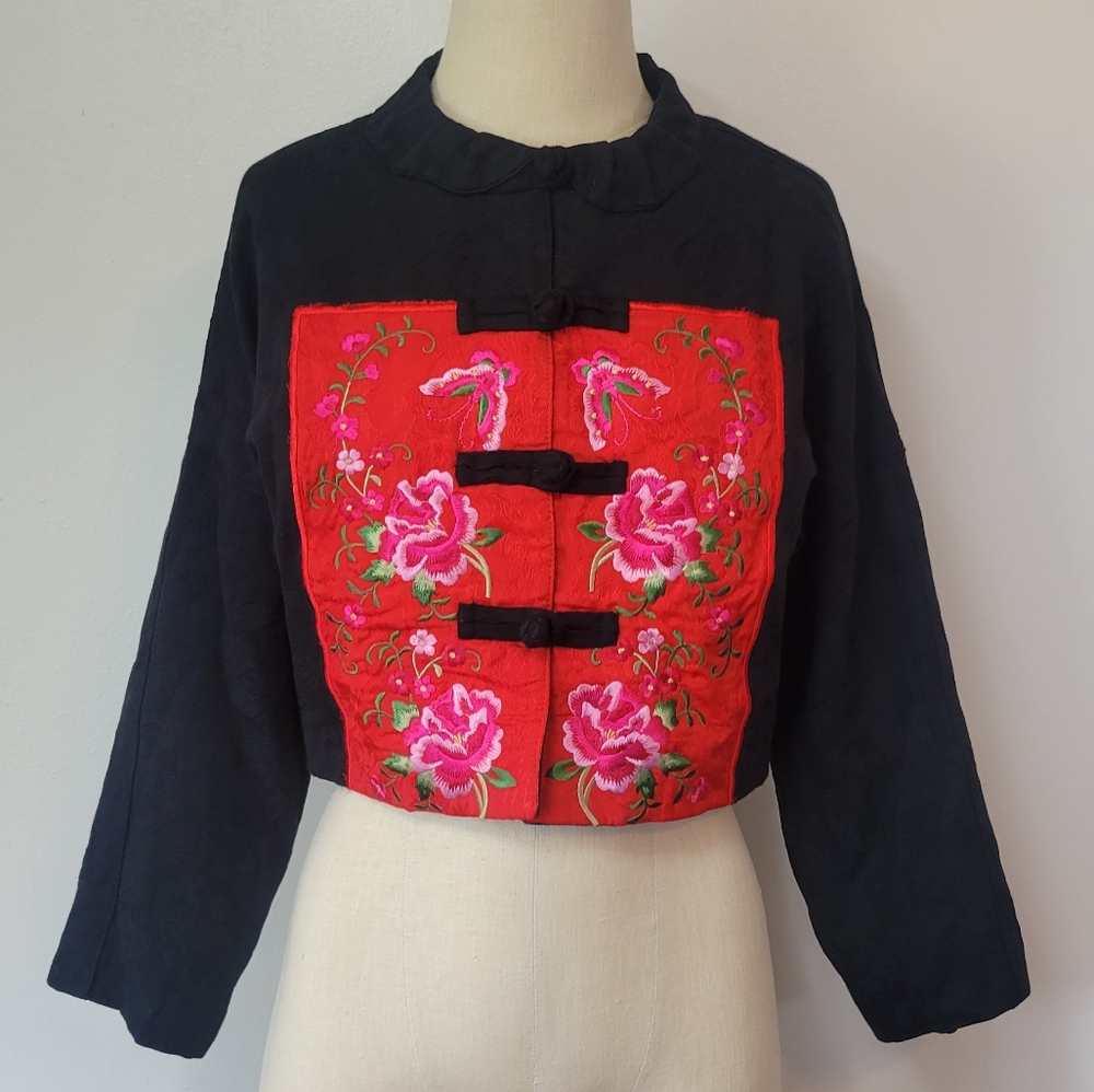 Chinese Embroidered Cropped Jacket - Picture 3 of 15